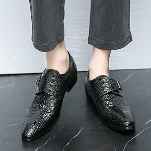 MODELLO クロコダイル調 ブラックドレスシューズ 25.0 EEE Amazon | [HGRYNDRO] 男性用ドレスシューズ スリップオン ポイン